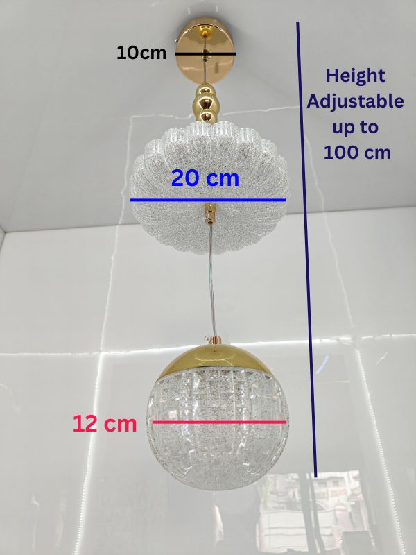 Swanart Modern Crystal Chandelier for Living Room - Elegant 2-Tier Hanging Pendant Light Fixture with Globe Shade for Bedroom, Dining Room & Foyer - Swanart