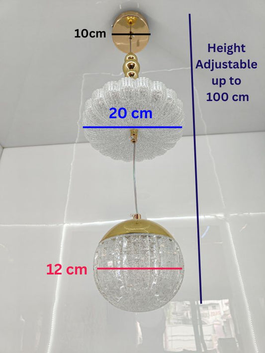 Swanart Modern Crystal Chandelier for Living Room - Elegant 2-Tier Hanging Pendant Light Fixture with Globe Shade for Bedroom, Dining Room & Foyer - Swanart