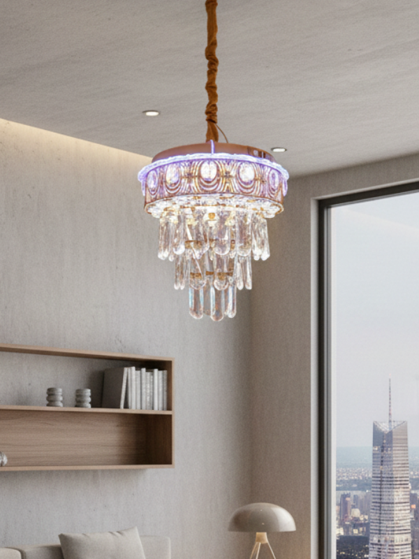 Swanart Modern Bluetooth-Enabled Crystal Pendant Light with Dynamic Rotation Feature - Swanart