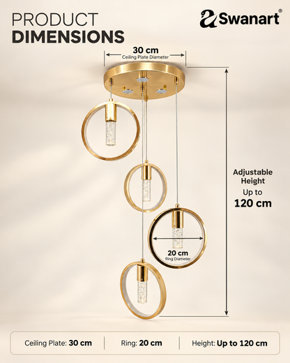 Swanart Radiant Charm Crystal Gel Golden Pendant Light hanging ceiling lamp with sparkling crystals for elegant home decor