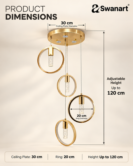 Swanart Radiant Charm Crystal Gel Golden Pendant Light hanging ceiling lamp with sparkling crystals for elegant home decor