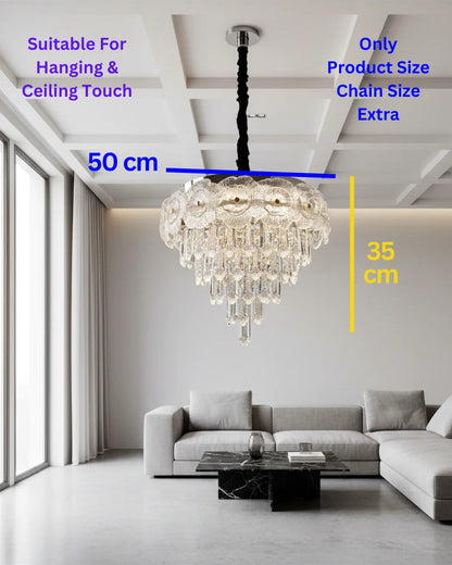 Elegant Swanart modern crystal flower chandelier with hanging LED lights, decorative glass crystal pendant for living or dining rooms.