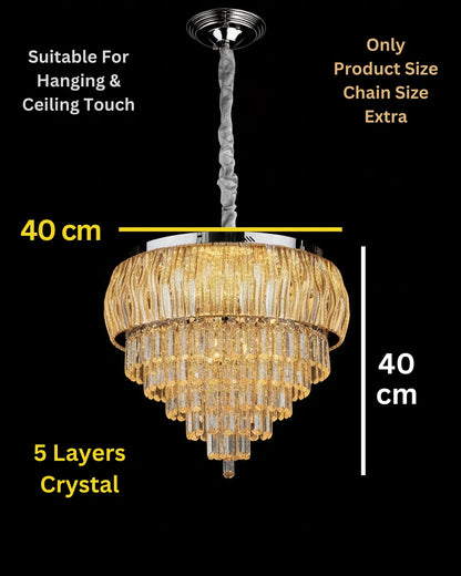 Swanart Luxury Gold Crystal Chandelier Ceiling Light, Modern Hanging Crystal Chandelier for Living Room, Dining Room & Hall, Crystal Pendant Light, Elegant LED Ceiling Fixture