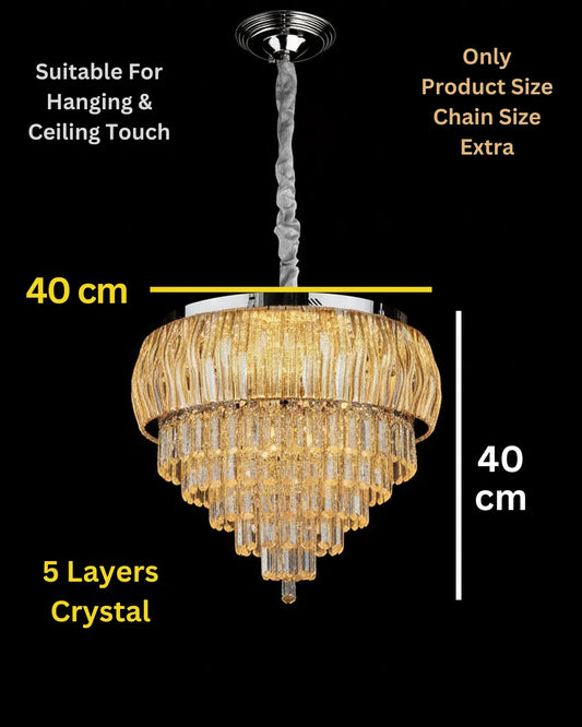 Swanart Luxury Gold Crystal Chandelier Ceiling Light, Modern Hanging Crystal Chandelier for Living Room, Dining Room & Hall, Crystal Pendant Light, Elegant LED Ceiling Fixture