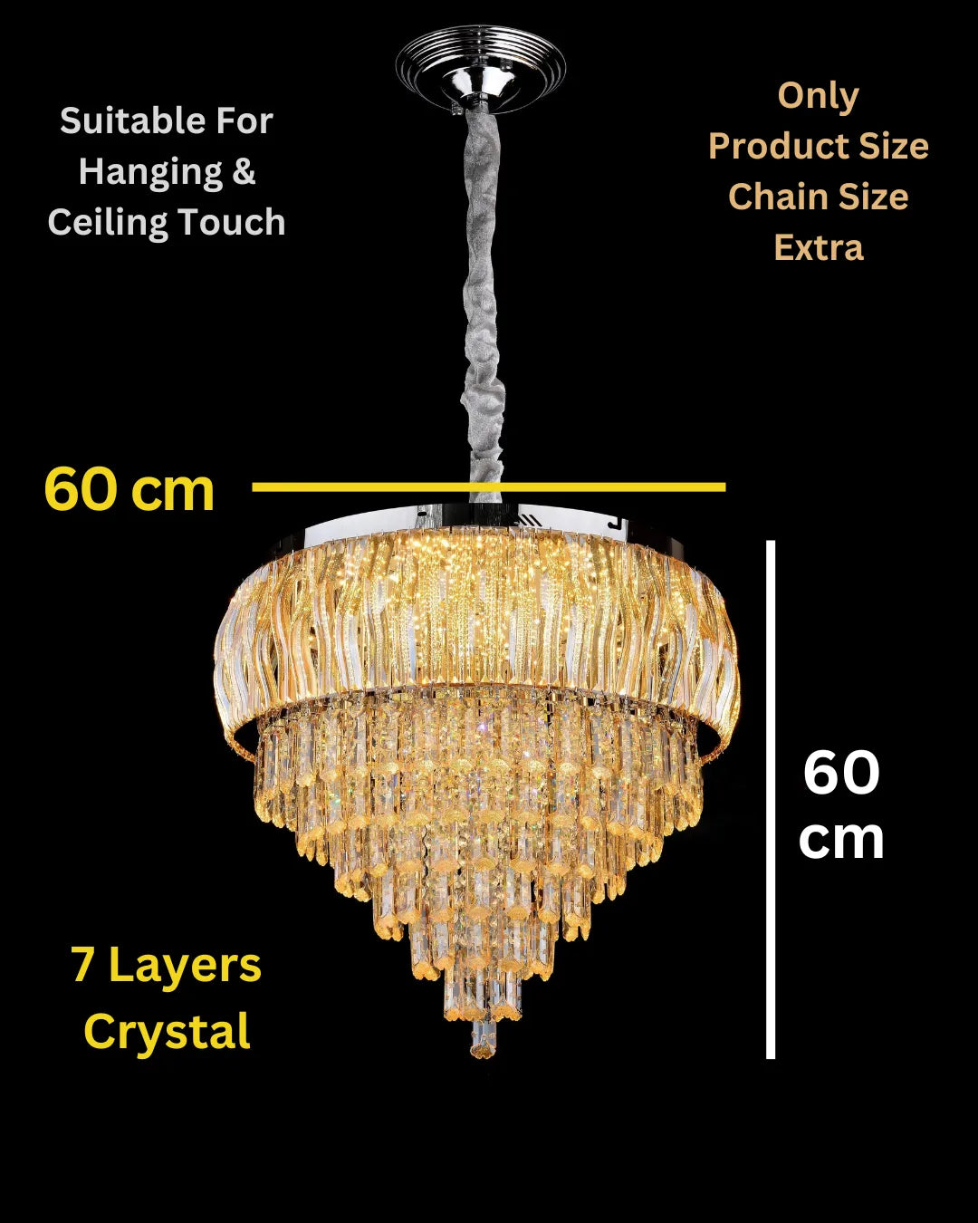 Swanart Luxury Gold Crystal Chandelier Ceiling Light, Modern Hanging Crystal Chandelier for Living Room, Dining Room & Hall, Crystal Pendant Light, Elegant LED Ceiling Fixture