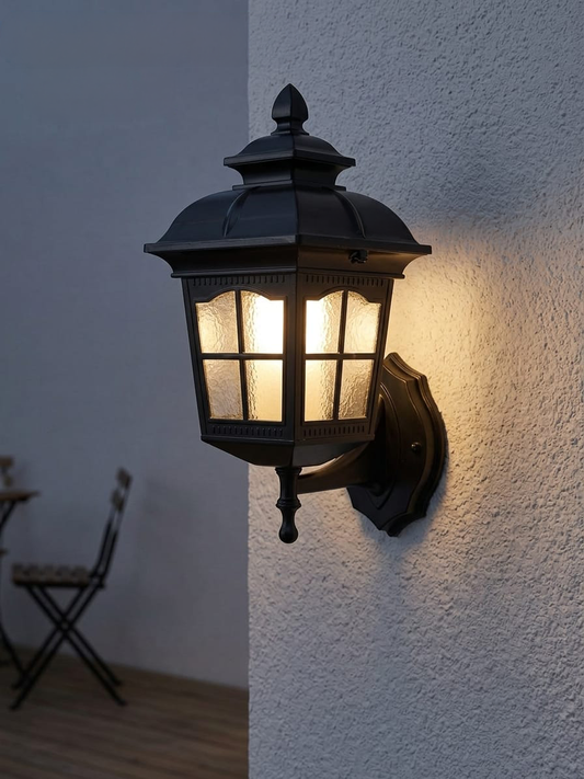 Swanart Outdoor Wall Lantern Light, Waterproof Exterior Wall Light, Vintage Black Porch Sconce, E27 Garden Gate Lamp, Weatherproof Balcony Patio Entrance Lighting Fixture (30 x 14 CM)