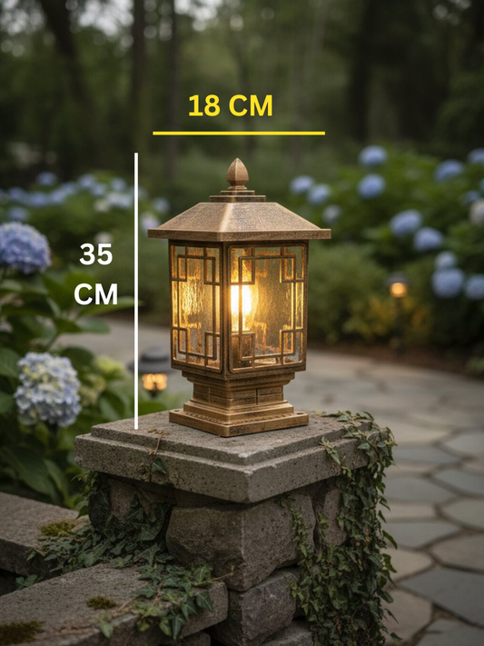 Swanart Outdoor Gate Pillar Light, Waterproof Garden Post Lantern, Vintage LED Exterior Lamp, Decorative Boundary Wall Light, Bronze Finish for Villa, Balcony, Lawn & Pathway Lighting