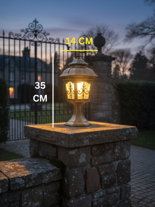 Swanart Outdoor Gate Pillar Light, Waterproof Garden Post Lamp, Vintage Exterior Lantern, E27 LED Compatible, Decorative Fence Column Light for Villa, Patio, Driveway & Balcony, 35 x 14 CM