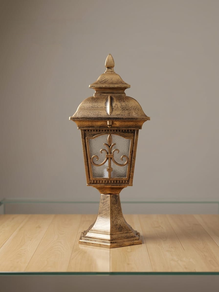Swanart outdoor gate pillar light with vintage lantern design, waterproof garden post lamp for patio, driveway, or balcony lighting.