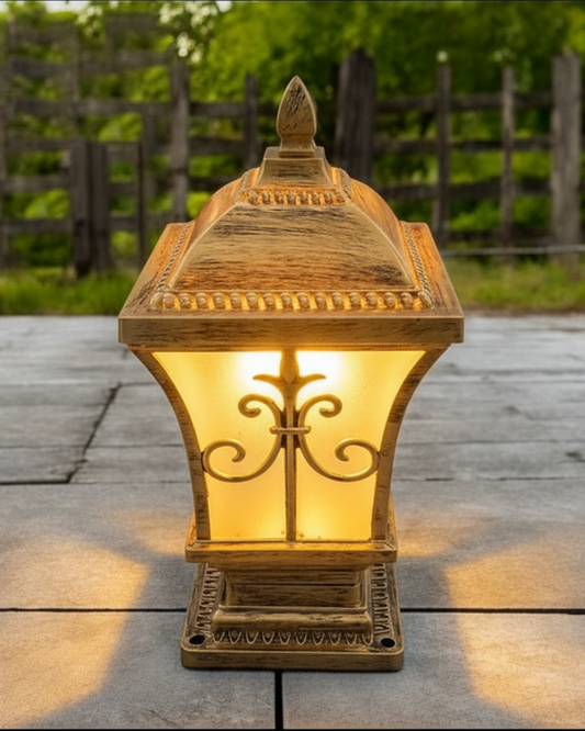 Swanart Outdoor Gate Light Pillar Lamp, Waterproof Garden Post Light, Decorative Fence Column Lantern, Vintage Exterior Gate Lamp, E27 Base Outdoor Lighting for Villa, Patio & Entrance – 37 x 19 CM