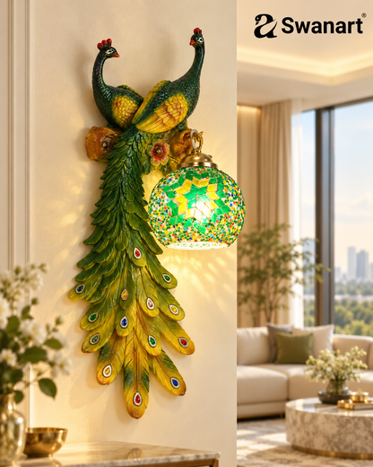 Swanart Twin Peacock Mosaic Glow Wall Light – A Beautiful Combination of Art, Nature and Elegant Lighting
