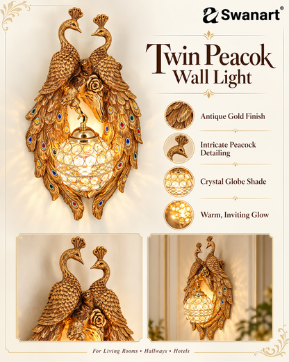 Exquisite Peacock Wall Sconce Royal Crystal Lighting - Swanart