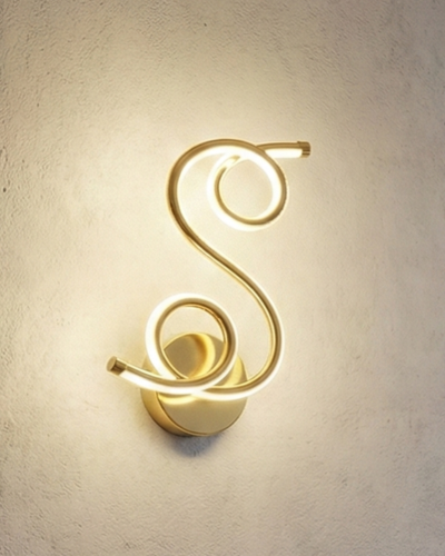 Swanart S-shaped wall light with sculptural design and functional illumination, mounted on a wall for modern decor.