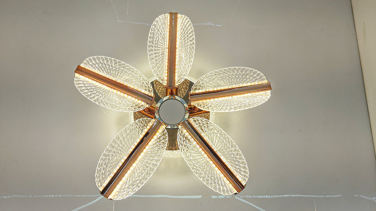 swanart LumiLeaf Crystal Chandelier: Modern Rose Gold Ceiling Light - Swanart