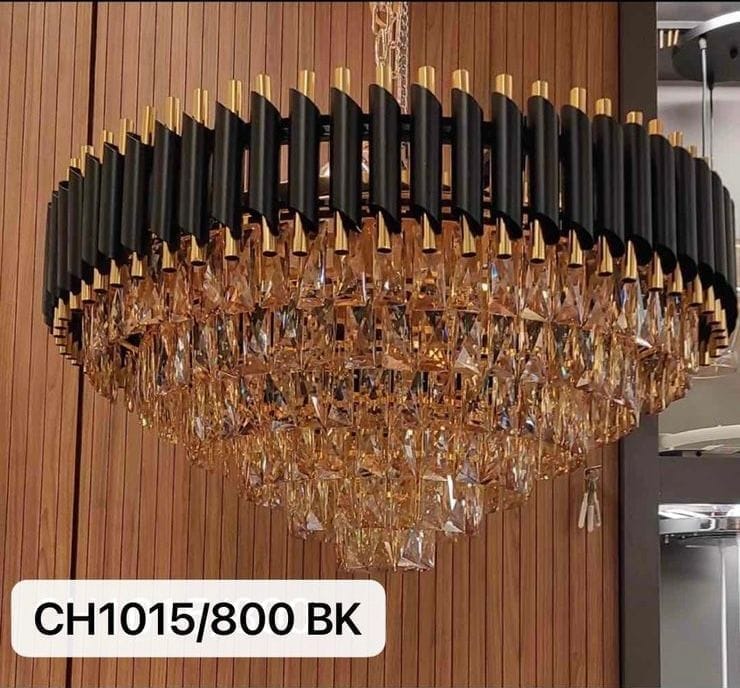 Swanart luxury crystal pendant light with gold finish, decorative hanging lights for home and office decor.