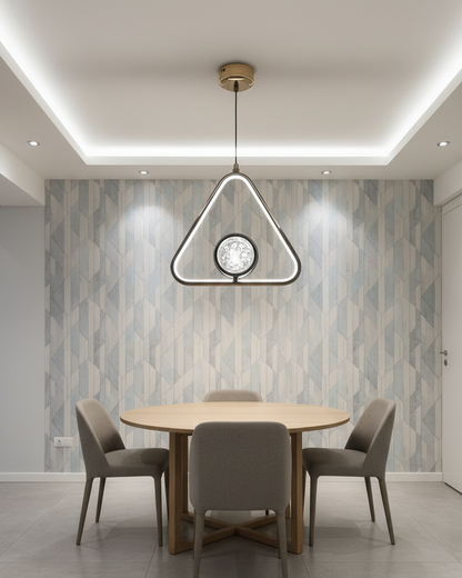 Swanart Modern LED Triangle Pendant Light, Adjustable Hanging Ceiling Light, Crystal Center Decorative Chandelier, 3 Color LED Light, Dining Room Kitchen Living Room Pendant Lamp