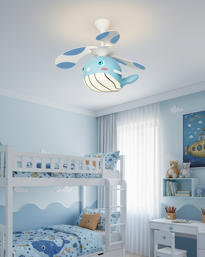 Swanart Whale Kids Ceiling Fan Light | Ocean Theme LED Ceiling Light