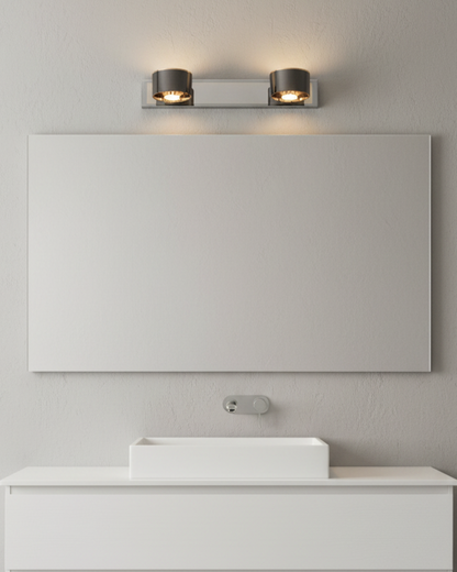 Swanart modern rose gold and black wall sconce with dual adjustable cylindrical LED lights for living room, bedroom, or hallway decor.