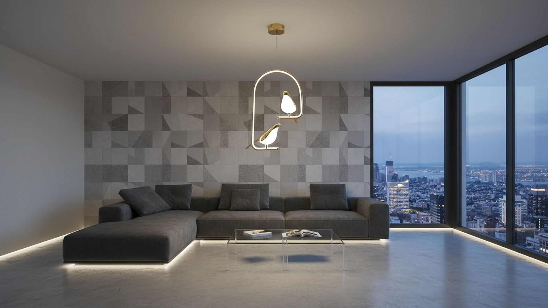 Swanart Modern Dual Bird LED Pendant Light – Elegant Gold Finish Hanging Chandelier for Living Room, Dining, Bedroom & Home Decor Lighting | Unique Artistic Ceiling Lamp Fixture - Swanart