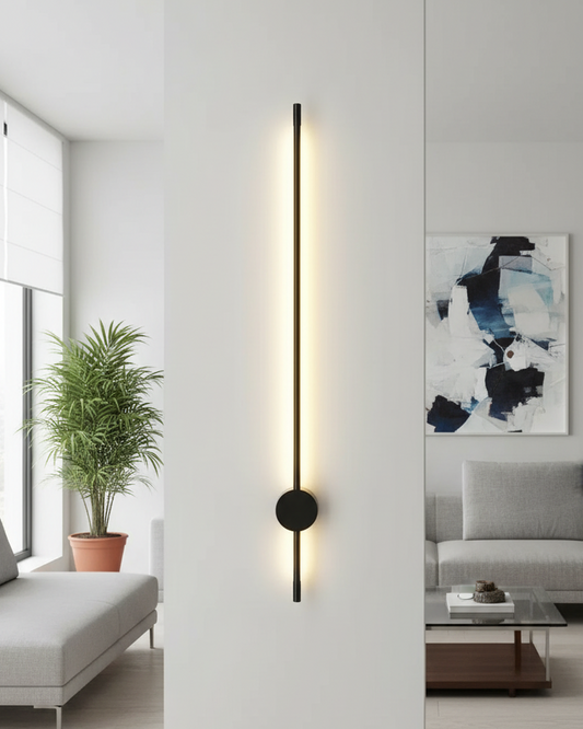 Swanart modern LED wall light, 60cm black and gold sconce with warm white ambient lighting, minimalist decorative lamp for indoor spaces