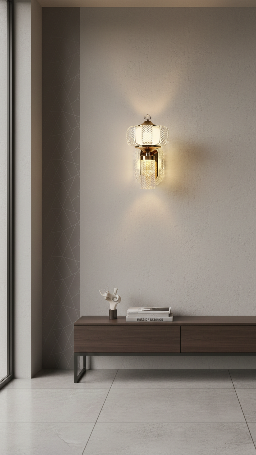 Swanart modern fiber wall light with gold finish, luxury LED sconce for living room, bedroom, or hallway home decor.