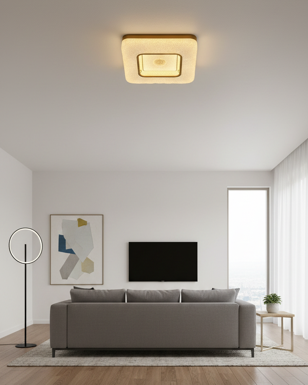 Swanart acrylic fiber ceiling light fixture with a modern, artistic design and soft diffused illumination.