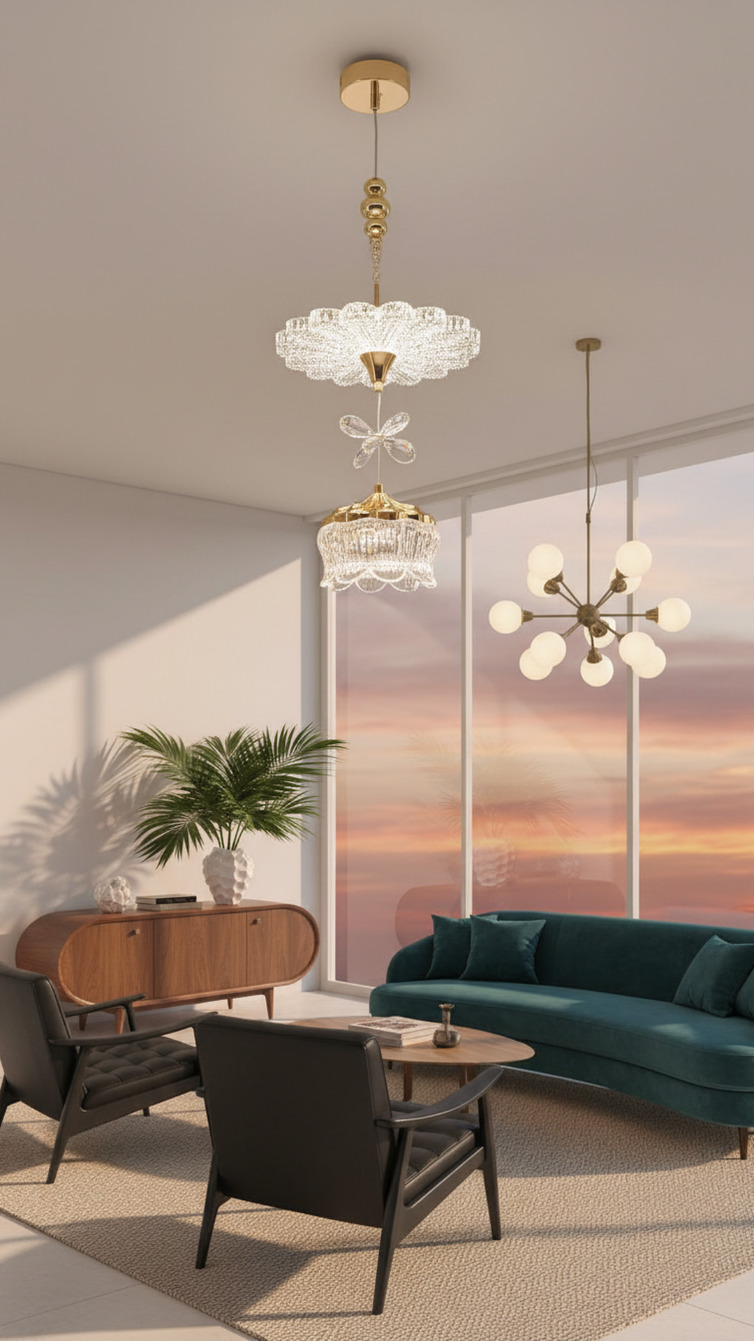 swanart Modern Luxury Crystal Chandelier Pendant Light Fixture with Gold Finish, Adjustable Height Ceiling Lamp for Dining Room, Bedroom, Entryway, Living Room - Elegant Sparkle - Swanart