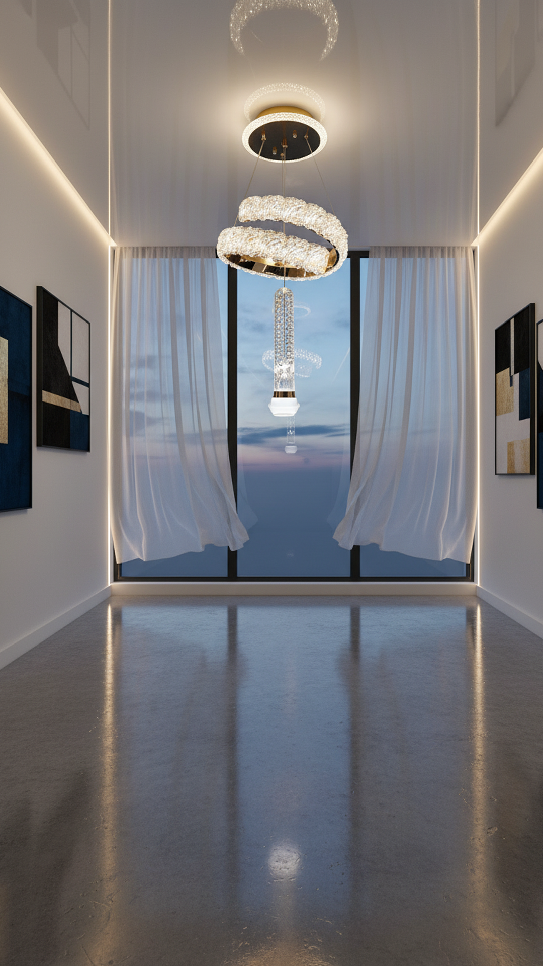 Swanart Icelis Crystal LED Chandelier – Modern Pendant Ceiling Light with 3-in-1 Color Change, Adjustable Height, Luxurious Crystal & Metal Design, Ideal for Living Room, Dining Room & Bedroom - Swanart