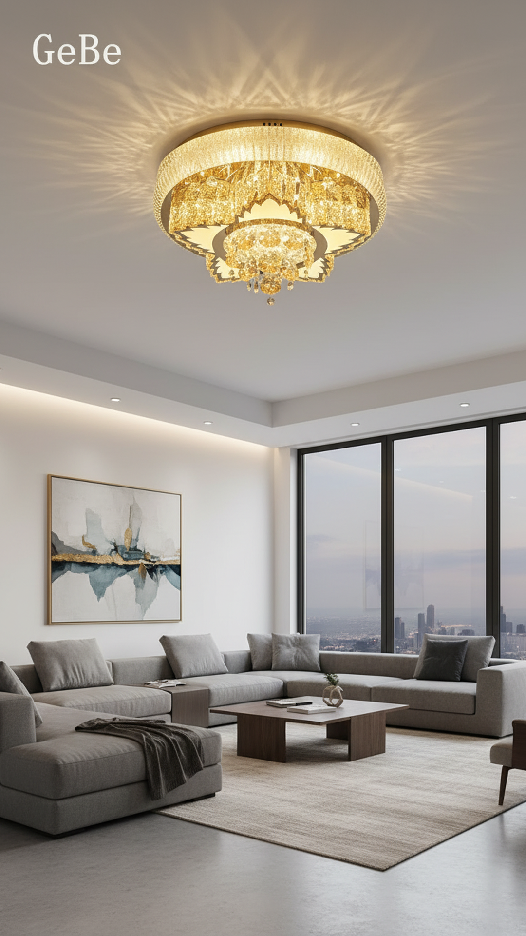 Elegant Swanart Crystal Pendant Chandelier with sparkling hanging crystals and modern design for stylish home lighting.