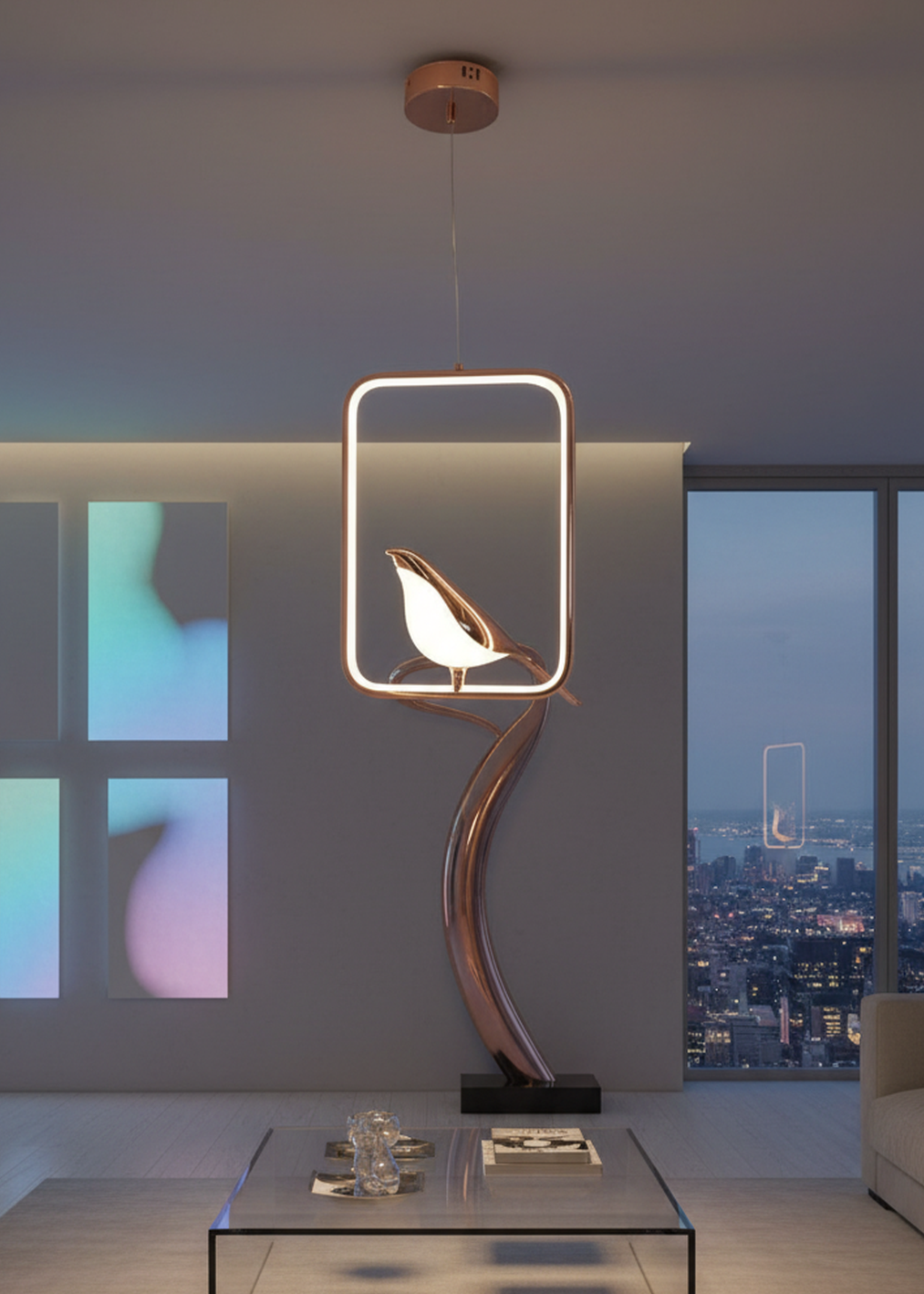 Swanart Metal Chirpy Pendant Light featuring a modern hanging ceiling lamp design for home, dining, or living room decor.