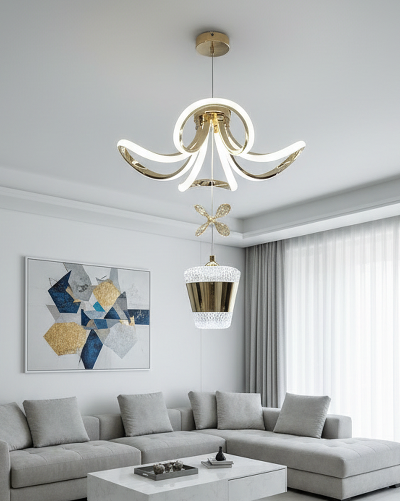 White Swanart living room ceiling light fixture with modern design, suitable for multiple rooms, featuring a stylish and functional appearance.