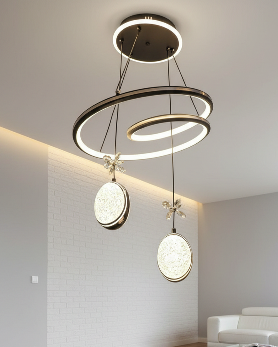 Modern Swanart hanging light fixture with a sleek design, featuring a glowing bulb and stylish cord for contemporary interior decor.