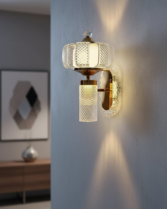 Swanart modern fiber wall light with gold finish, luxury LED sconce for living room, bedroom, or hallway decor.