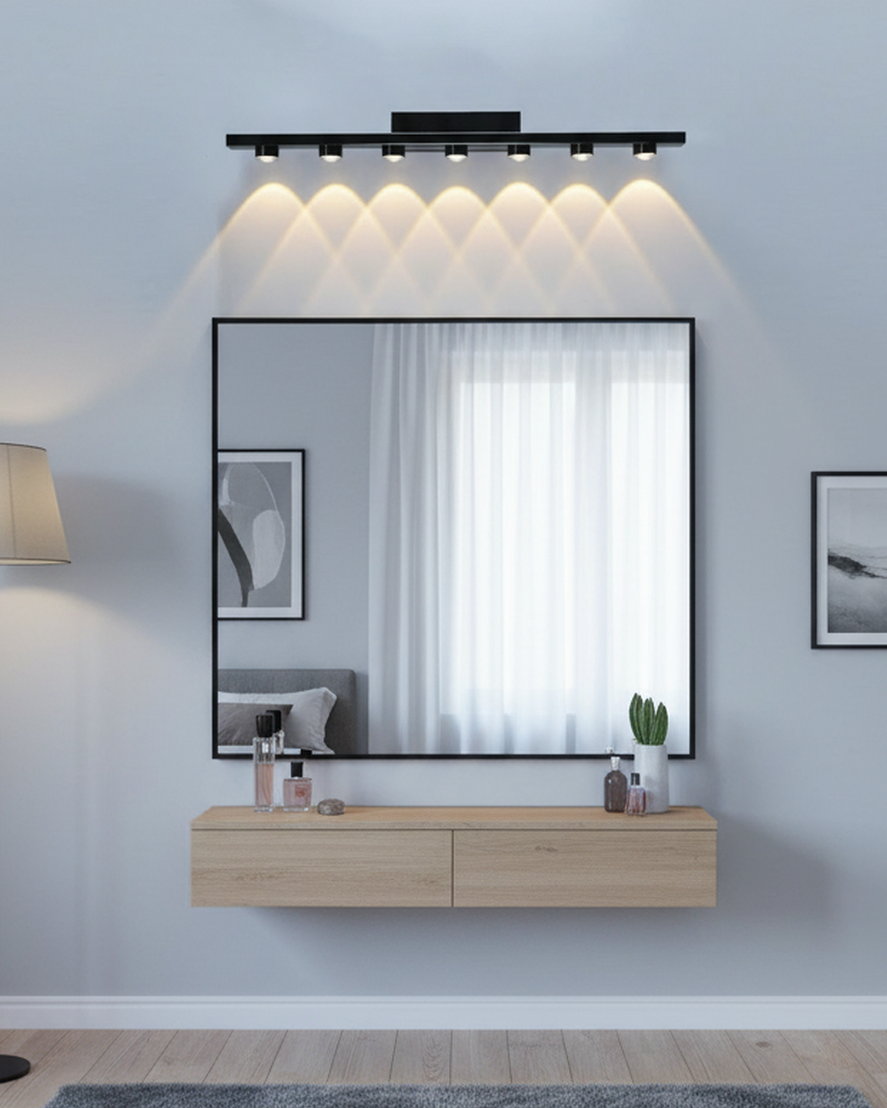 Swanart 60cm LED Vanity Mirror Light, Modern Wall Mounted Bathroom Light Fixture, Warm White Makeup Light for Dressing Table, Bedroom, Wash Basin, Black Finish Mirror Lamp