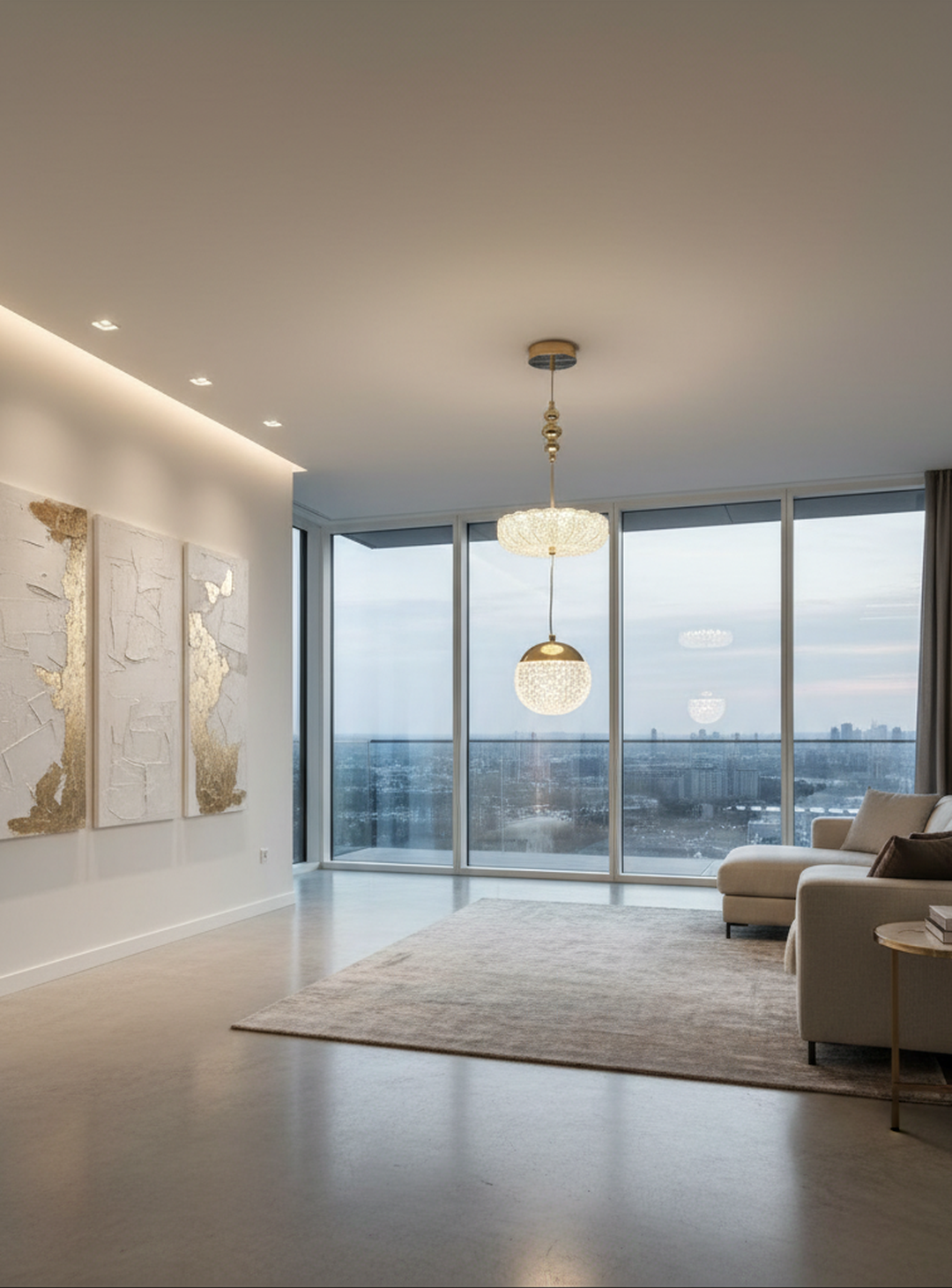 Swanart Modern Crystal Chandelier for Living Room - Elegant 2-Tier Hanging Pendant Light Fixture with Globe Shade for Bedroom, Dining Room & Foyer - Swanart