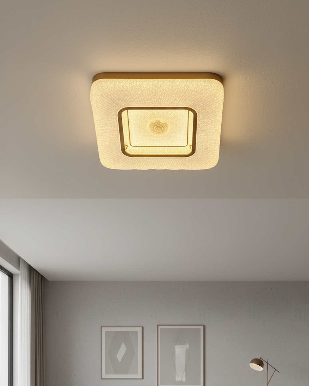 Swanart acrylic fiber ceiling light fixture with modern design and soft glowing illumination, ideal for contemporary interior spaces.