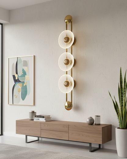 Swanart modern LED wall light with crystal glass sconce and gold finish, ideal for bedroom, living room, hallway, or staircase decor.