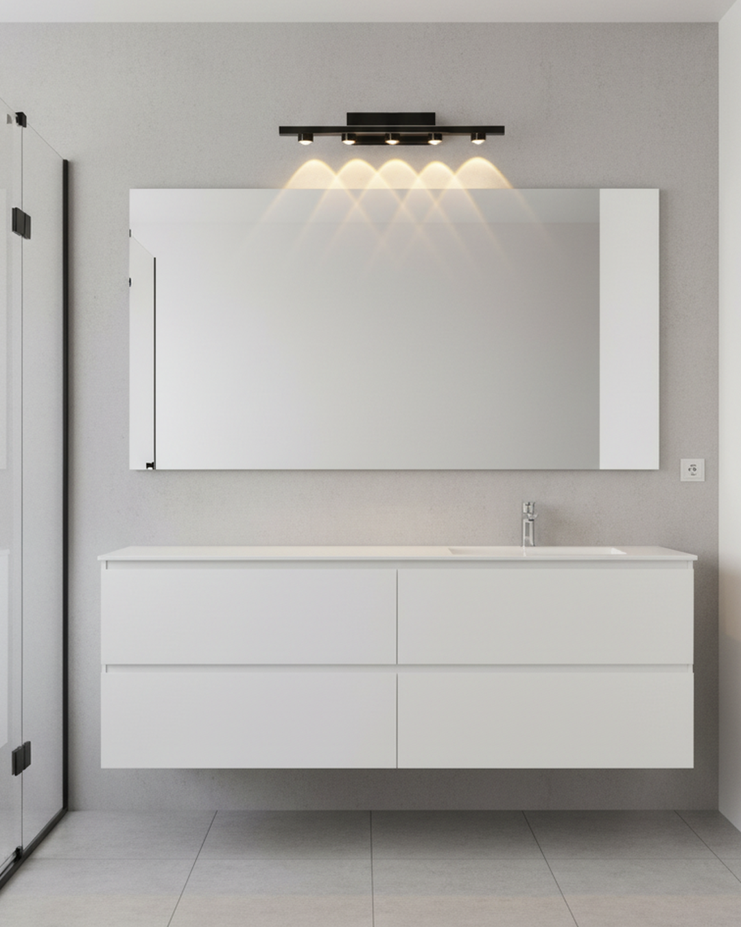 Swanart Modern LED Mirror Light for Bathroom, Vanity Wall Light, Black Aluminum Picture Light, Warm White Makeup Mirror Lamp, Waterproof Indoor Wall Sconce, 44CM Decorative Lighting