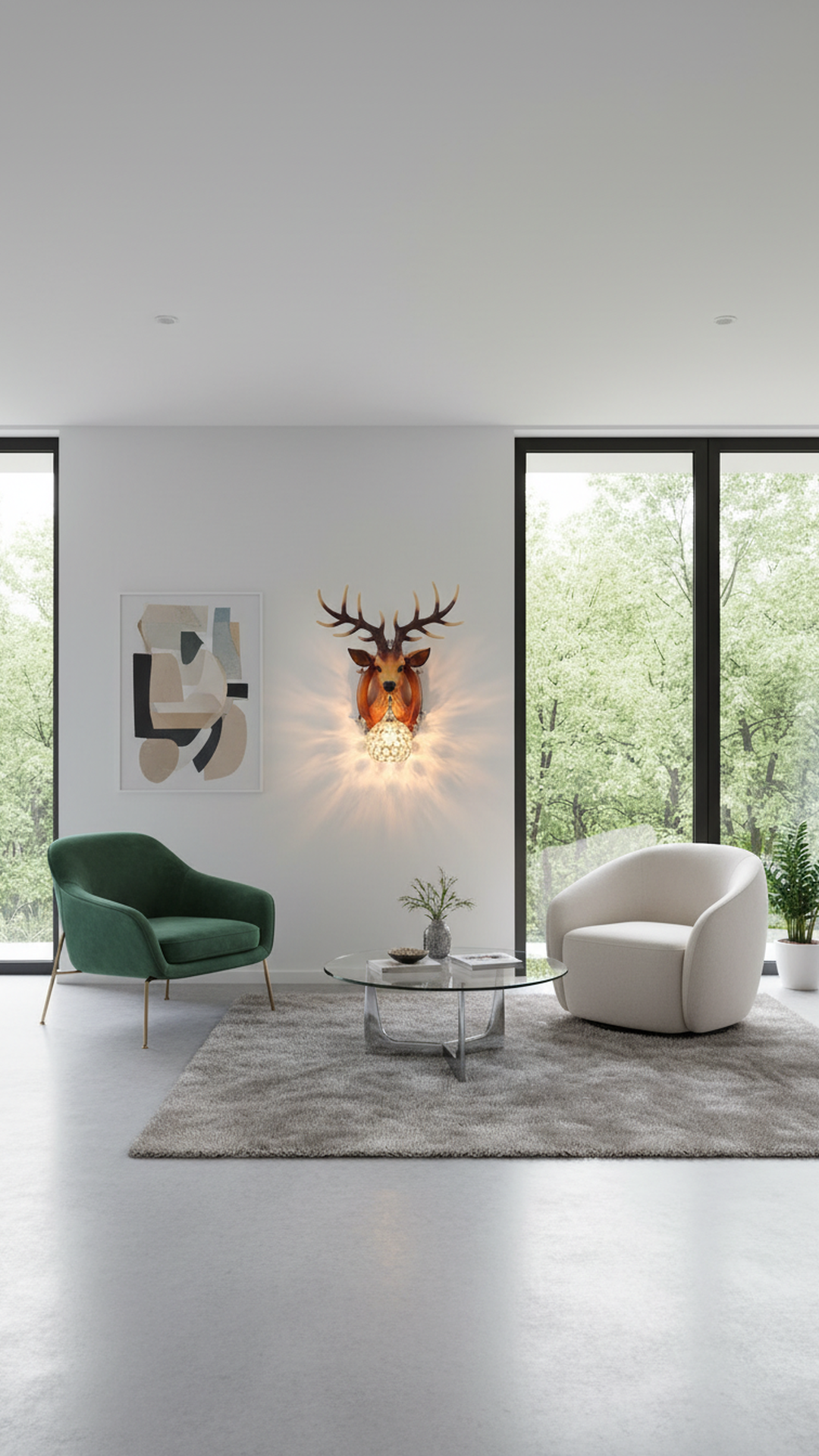 Swanart Charming Deer Head Wall Sconce with Crystal Globe Lamp – Decorative Wall Lighting for Living Room, Bedroom, Hallway – Artistic Design, Deer Antlers, Gold Accents – Unique Home Décor Feature