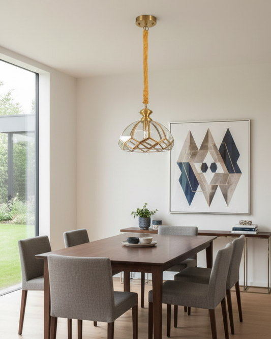 Swanart vintage gold glass dome pendant hanging light with decorative design and warm illumination, ideal for stylish interior lighting.