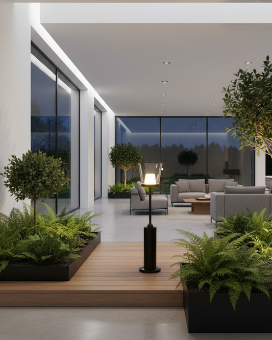 Swanart outdoor bollard light with waterproof design, modern LED garden lamp illuminating lawn, patio, and walkway landscape lighting