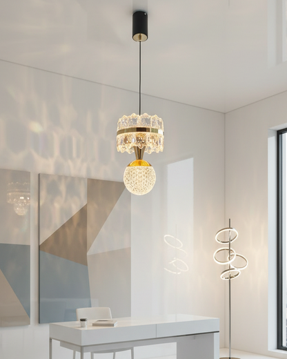 swanart HaloA2 Crystal Pendant Light – Elegant Hanging Ceiling Lamp with 3-in-1 Color Change LED, Premium Crystal & Metal Design – Modern Lighting for Living Room, Bedroom, Kitchen & Dining Area