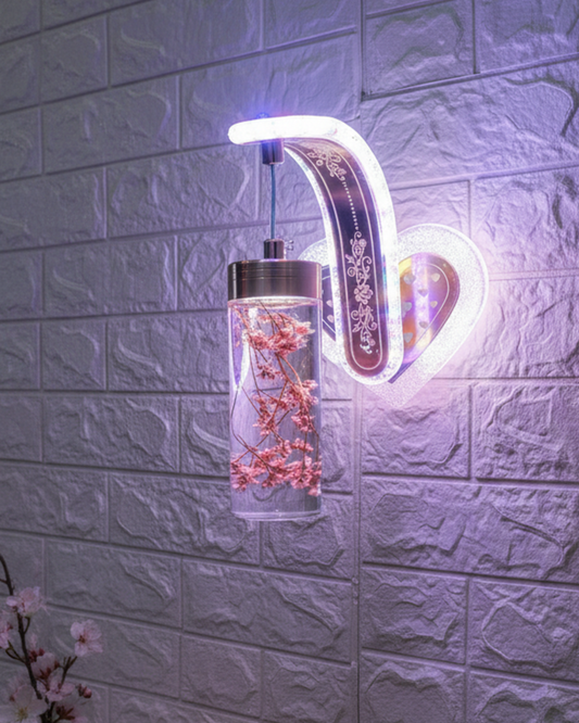 Swanart Glowing Blossom Wall Lamp with multi-color flower pattern, ideal for hallways and dining spaces, showcasing vibrant floral design.