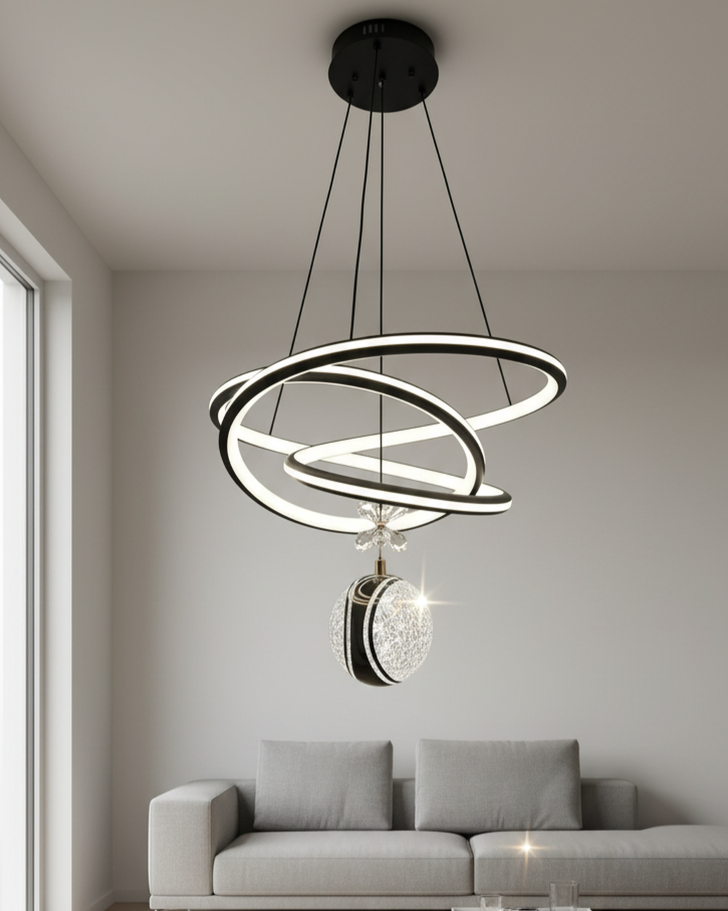 Modern hanging light fixture by Swanart with a sleek design, featuring a creative, contemporary style perfect for stylish interiors.
