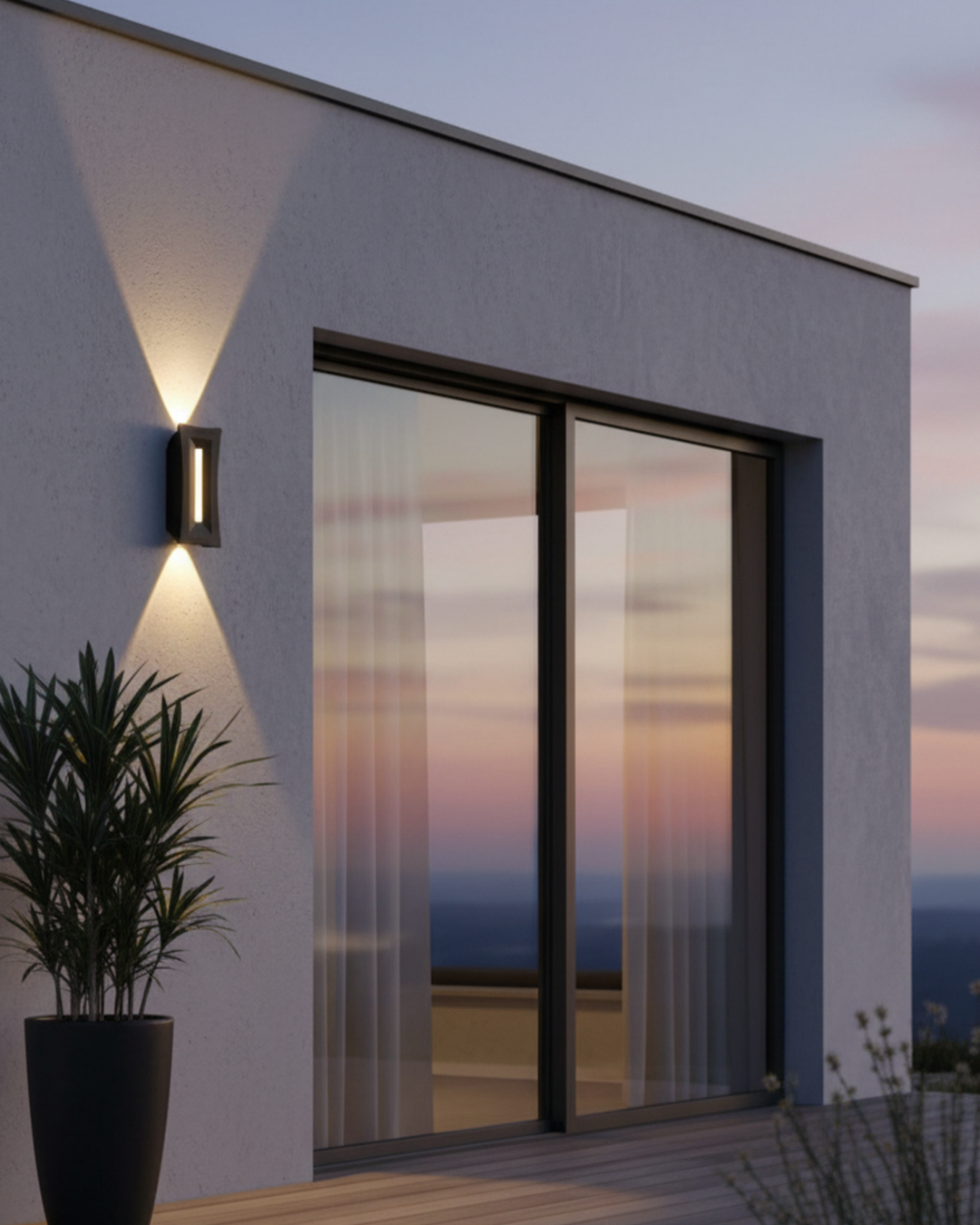 Swanart modern black outdoor LED wall light mounted on exterior wall, energy-efficient exterior lighting fixture with sleek design