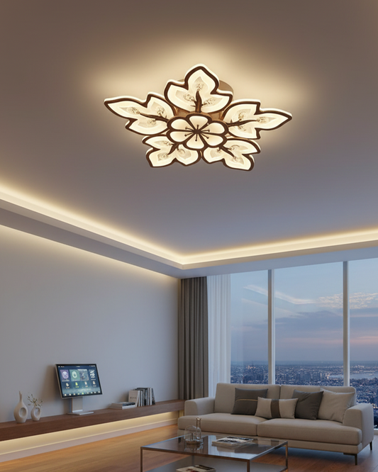 Swanart floral rose gold ceiling light with delicate flower design and warm glow, perfect for elegant interior decor.