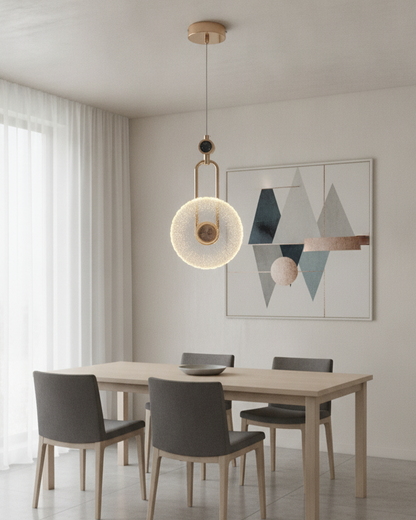 Swanart Modern Crystal Globe Pendant Light for Living Room, Dining Room & Bedroom, Luxury Hanging Light, Decorative LED Pendant Lamp, Gold Finish Chandelier Light, Contemporary Ceiling Light