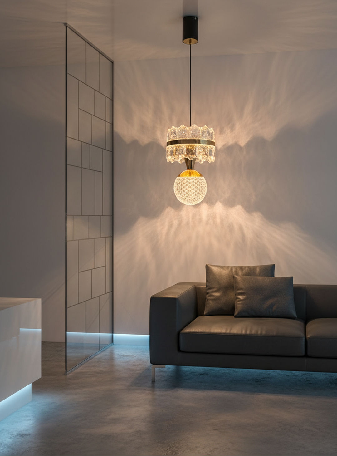 swanart HaloA2 Crystal Pendant Light – Elegant Hanging Ceiling Lamp with 3-in-1 Color Change LED, Premium Crystal & Metal Design – Modern Lighting for Living Room, Bedroom, Kitchen & Dining Area - Swanart