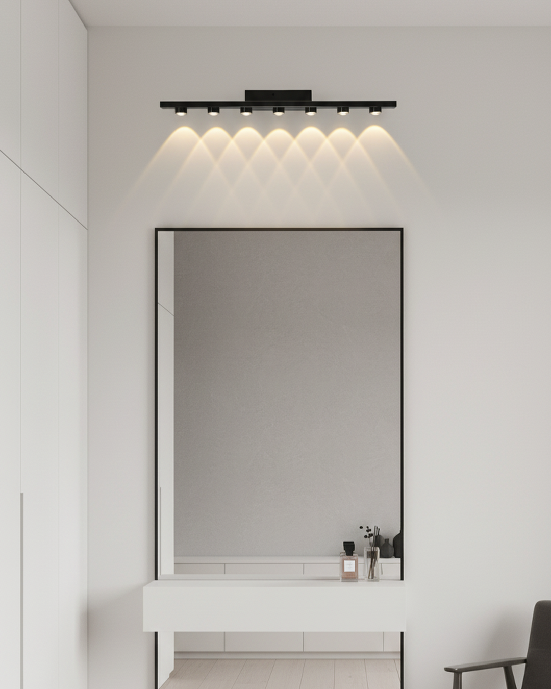 Swanart 60cm LED Vanity Mirror Light, Modern Wall Mounted Bathroom Light Fixture, Warm White Makeup Light for Dressing Table, Bedroom, Wash Basin, Black Finish Mirror Lamp