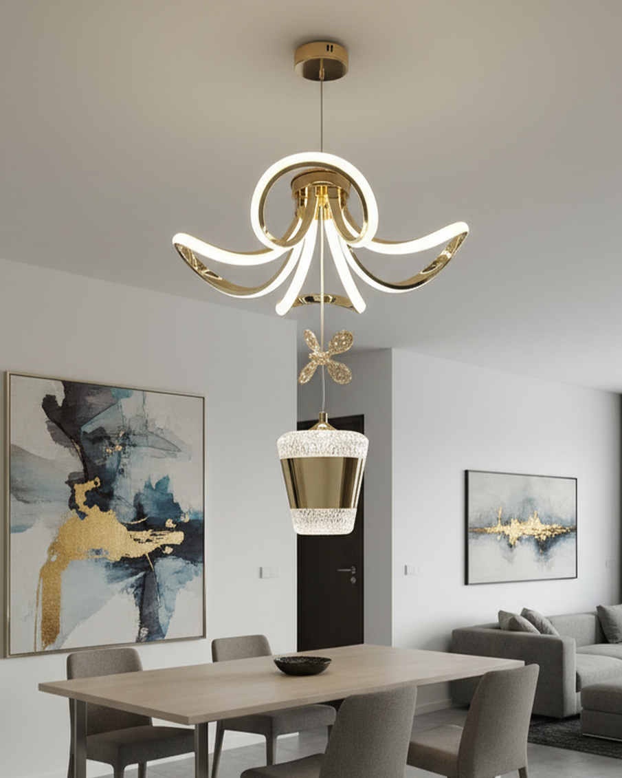 Swanart white living room ceiling light fixture with modern design, suitable for multiple rooms, mounted on a ceiling.